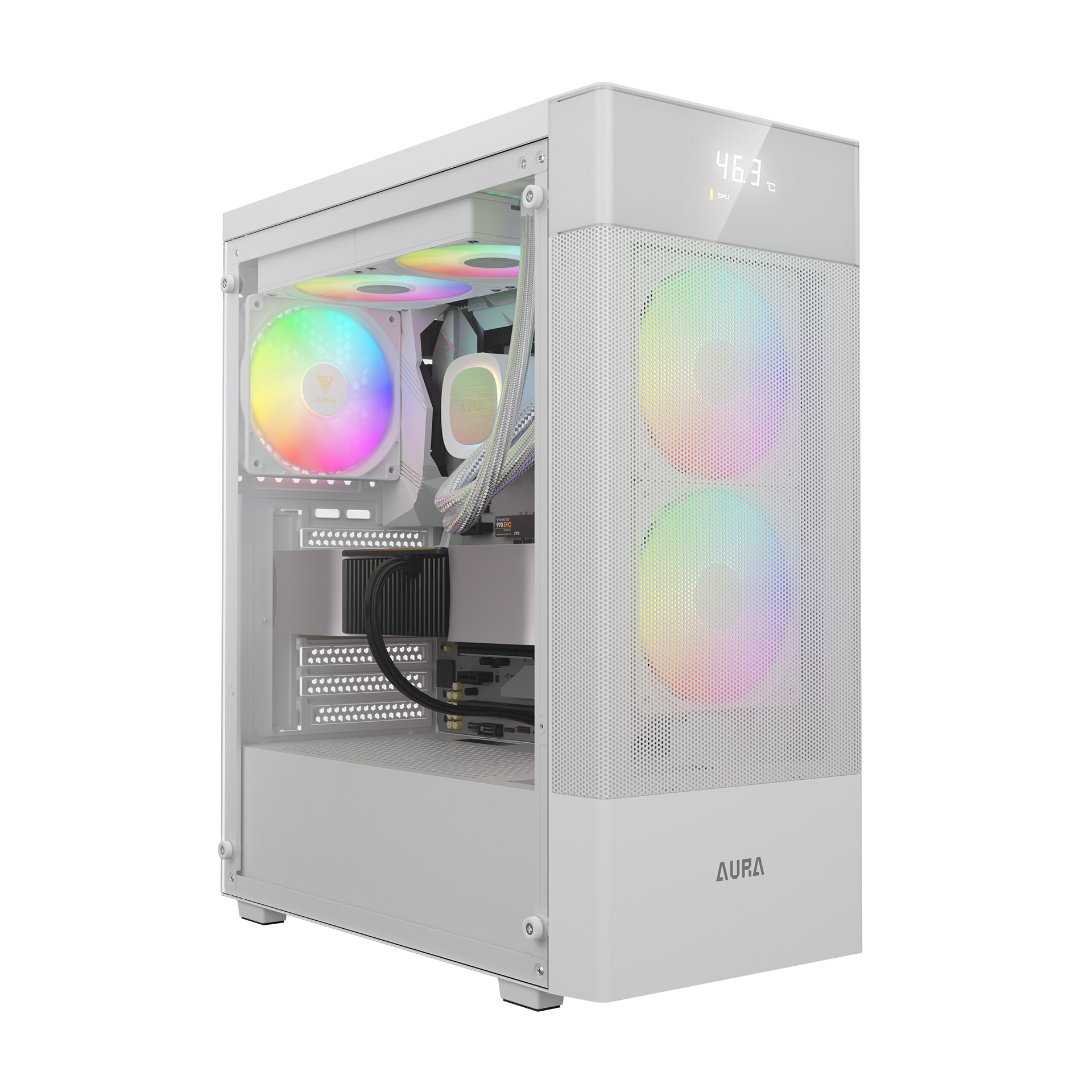 GAMDIAS AURA GC5 ELITE ARGB Mid Tower Gaming Case - White GAMDIAS AURA GC5 ELITE ARGB Mid Tower Gaming Case - White